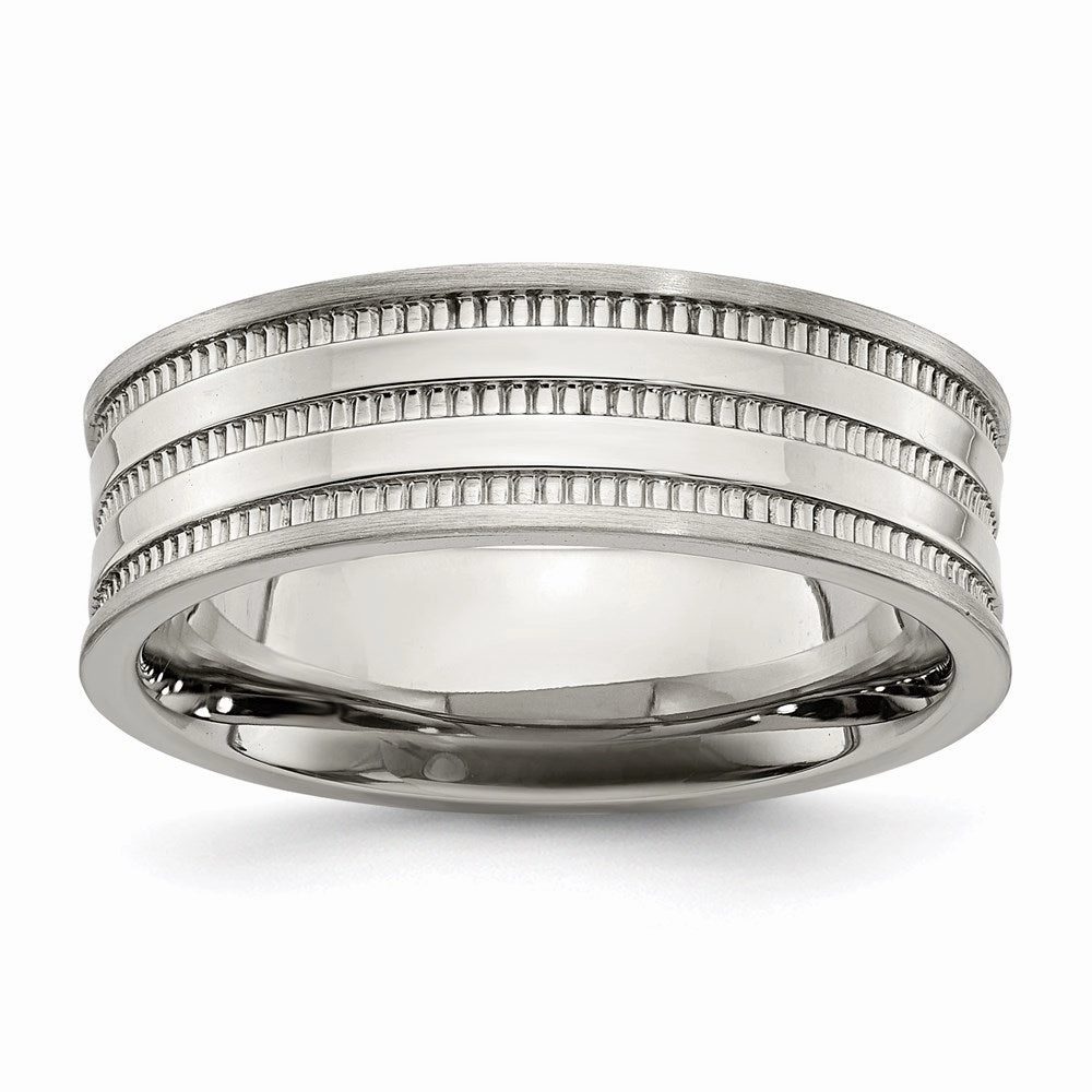 Stainless Steel Polished and Beaded 7mm Band | SR673