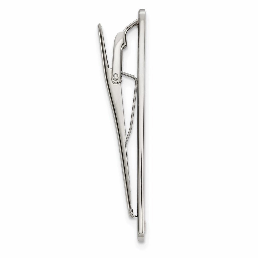 Stainless Steel Polished w/Black Carbon Fiber Inlay & 18k Accent Tie Bar