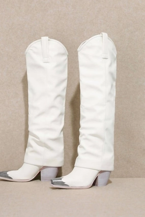 Stevie Pointy Tow Cowboy Boots In White