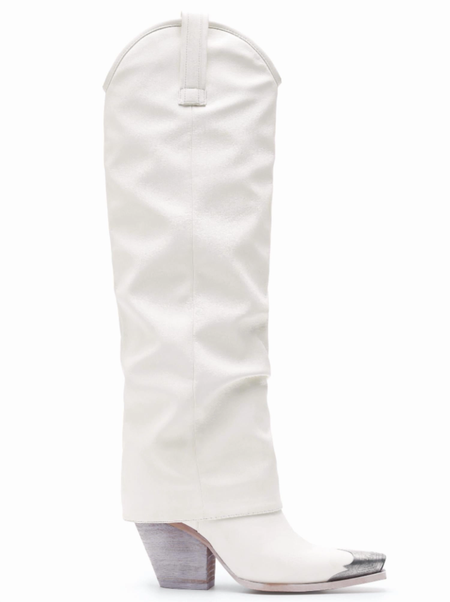 Stevie Pointy Tow Cowboy Boots In White