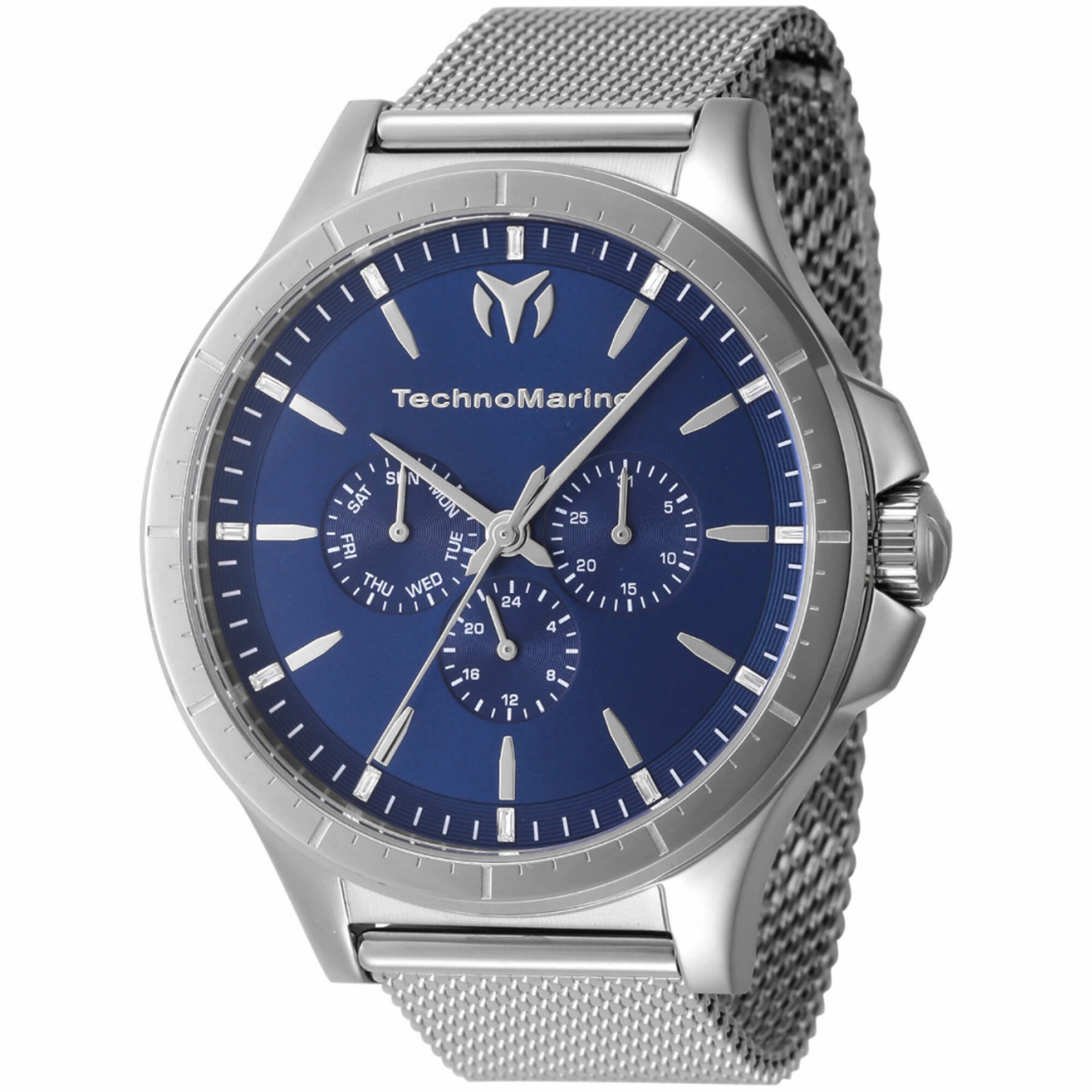 Technomarine Men's Quartz Watch - Moonsun Day-Date Blue Dial Mesh Bracelet | TM-822019