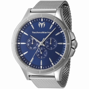 Technomarine Men's Quartz Watch - Moonsun Day-Date Blue Dial Mesh Bracelet | TM-822019