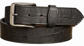 The Chomper: Men's Black Stitched Alligator Design Leather Belt 1.50"