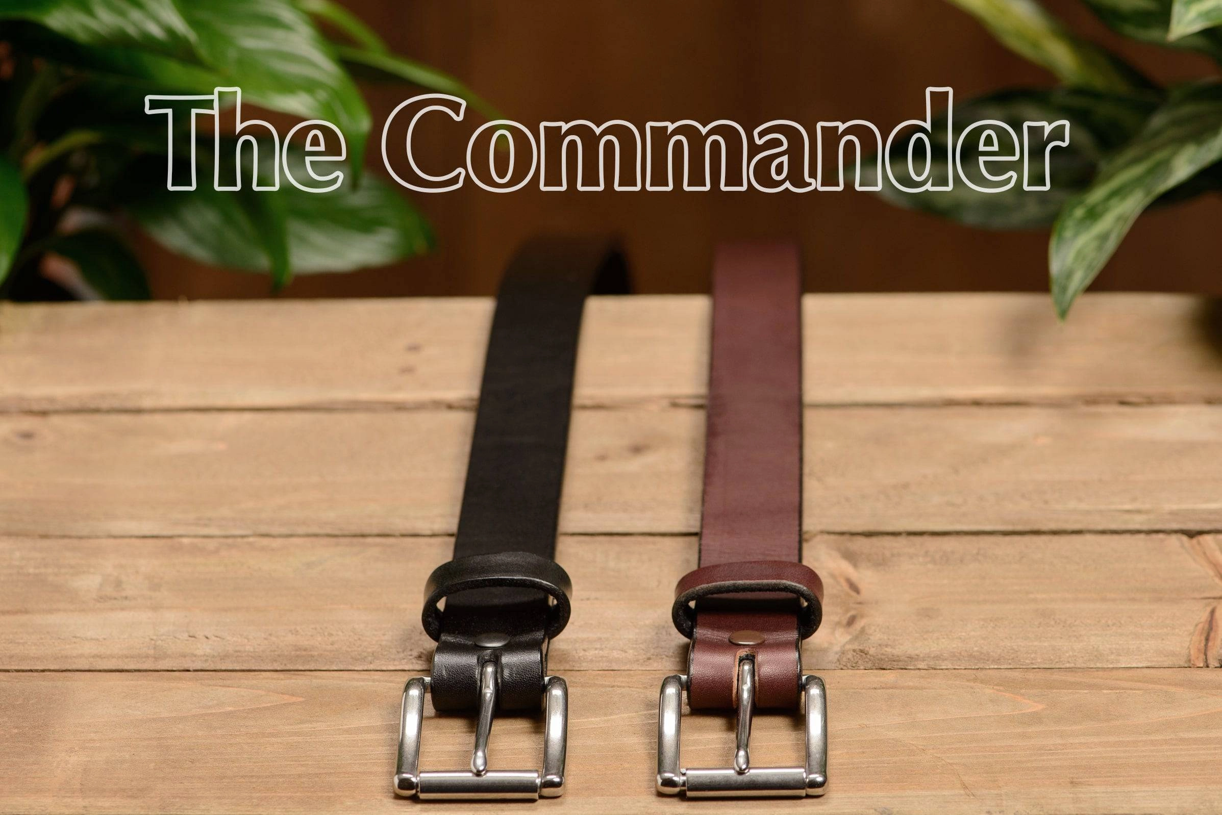 The Commander: Men's Black Non Stitched Leather Belt 1.25"