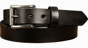 The Commander: Men's Black Non Stitched Leather Belt 1.25"