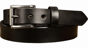 The Commander: Men's Black Non Stitched Leather Belt 1.25"