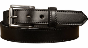 The Commander: Men's Black Stitched Leather Belt 1.25"