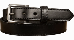 The Commander: Men's Black Stitched Leather Belt 1.25"