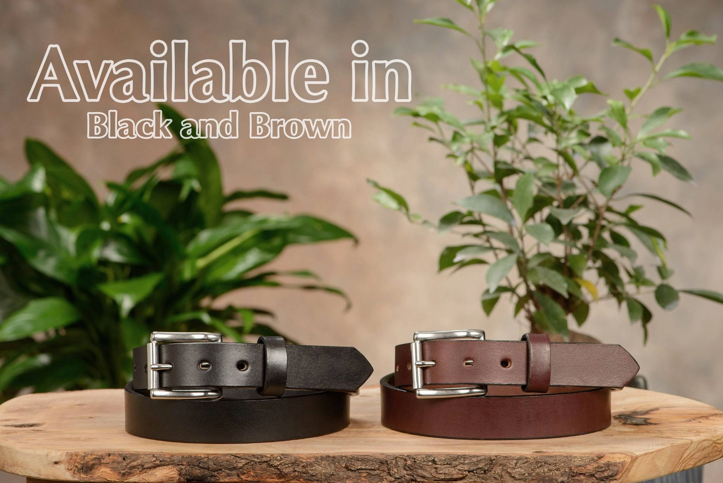 The Commander: Men's Brown Non Stitched Leather Belt 1.25"