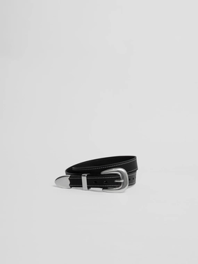 The Lair Claude White Stitch Belt Silver