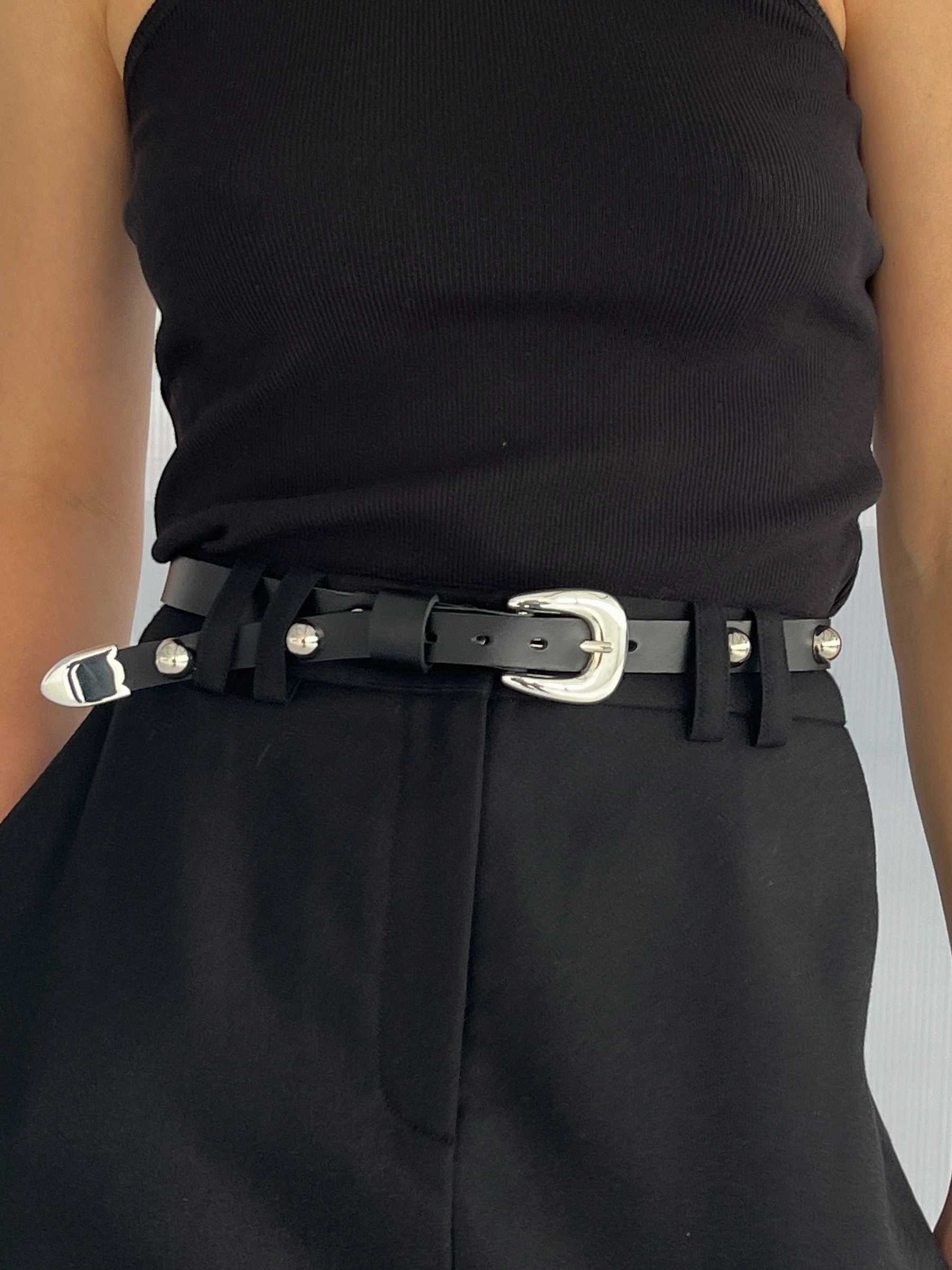 The Lair Margot Dome Studded Belt Silver