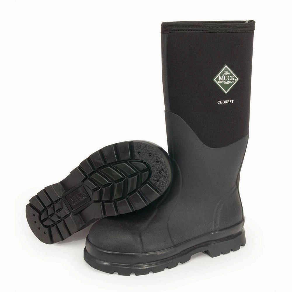 The Original Muck Boot Company Chore Boot All Conditions Steel Toe Work Boots for Men - Black - 9M