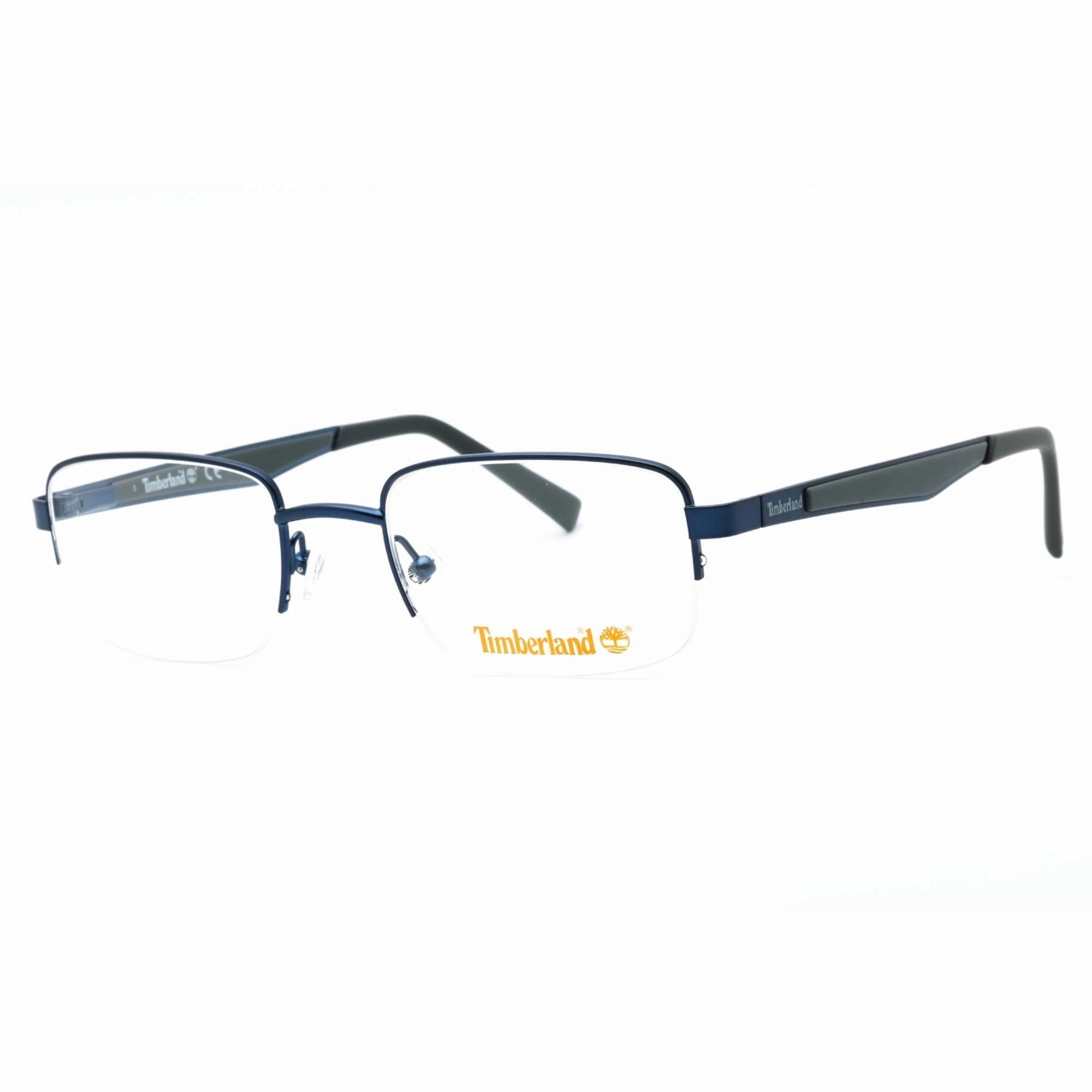 Timberland Men's Eyeglasses - Matte Blue Metal Rectangular Half Rim Frame | TB1787 091