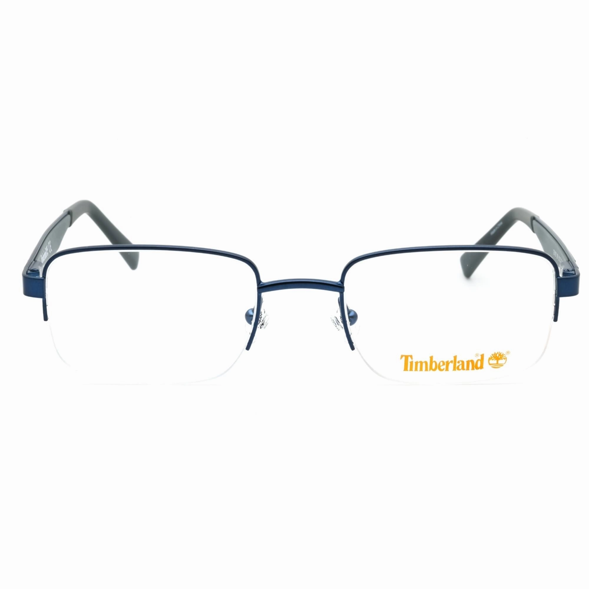 Timberland Men's Eyeglasses - Matte Blue Metal Rectangular Half Rim Frame | TB1787 091