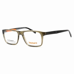 Timberland Men's Eyeglasses - Rectangular Shiny Dark Green Plastic Frame | TB1744 096