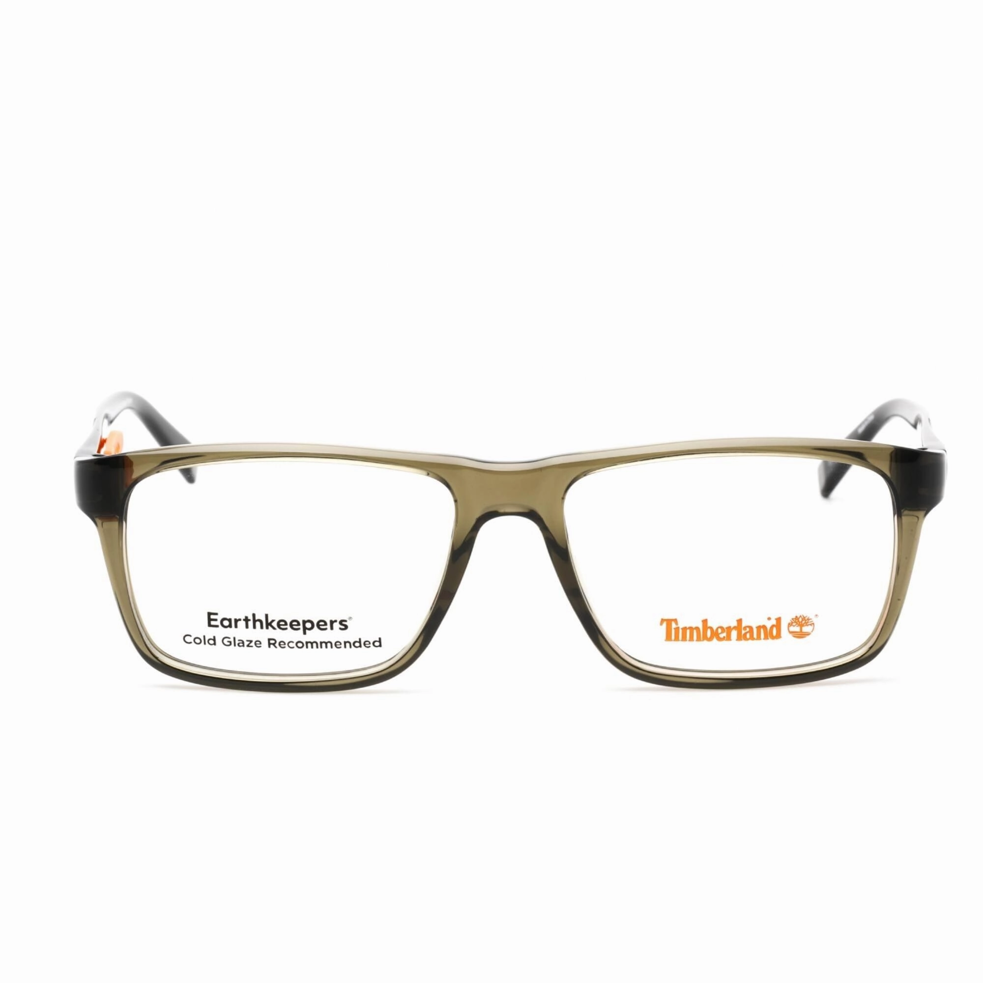 Timberland Men's Eyeglasses - Rectangular Shiny Dark Green Plastic Frame | TB1744 096