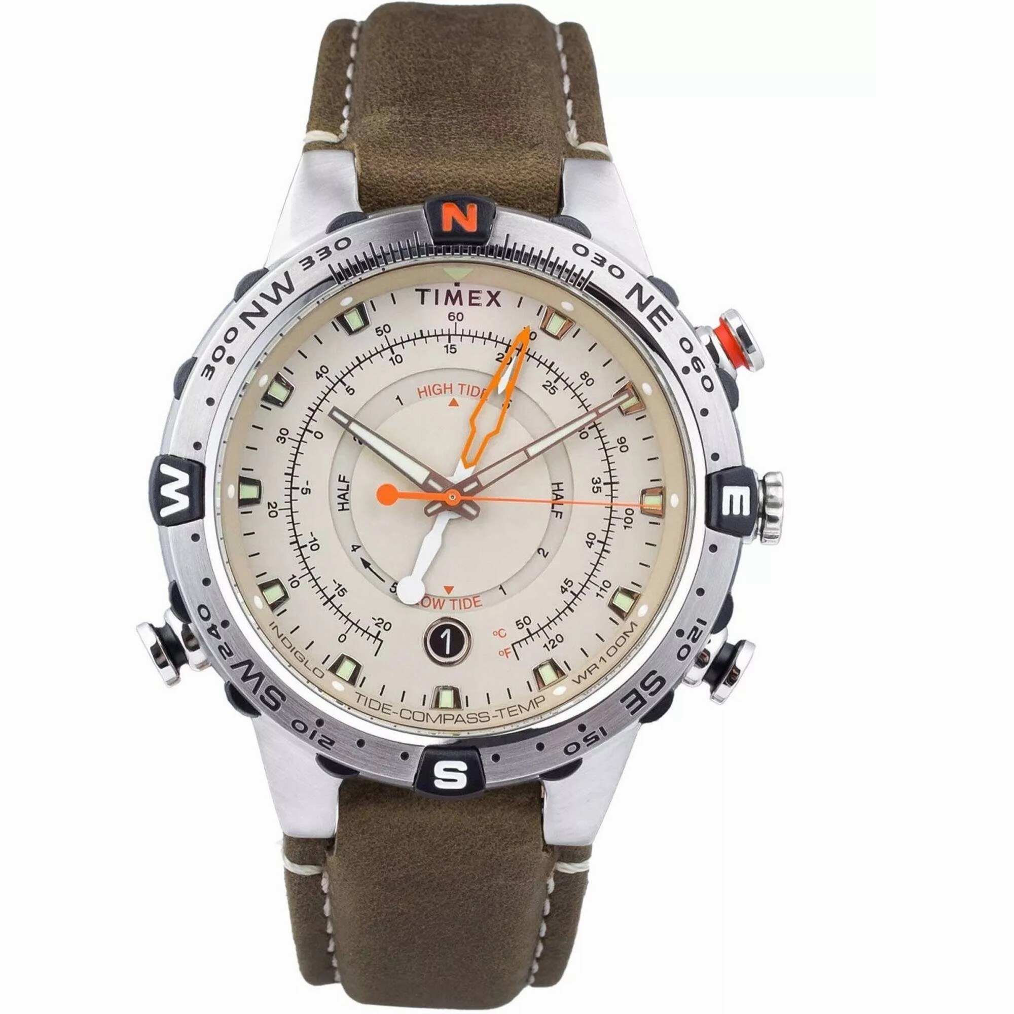 Timex Men's Watch - Expedition Tide-Temp-Compass Beige Dial Green Strap | TW2V49000