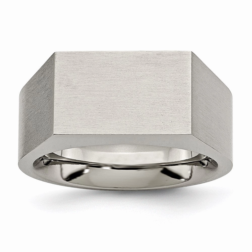 Titanium Polished and Brushed Signet Ring | TB425