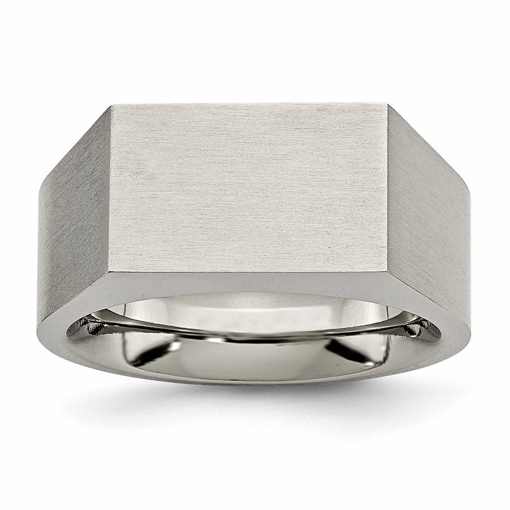Titanium Polished and Brushed Signet Ring | TB425