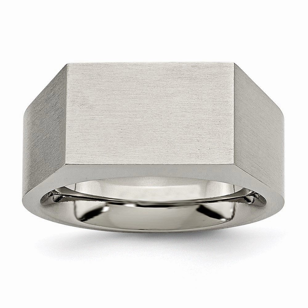 Titanium Polished and Brushed Signet Ring | TB425