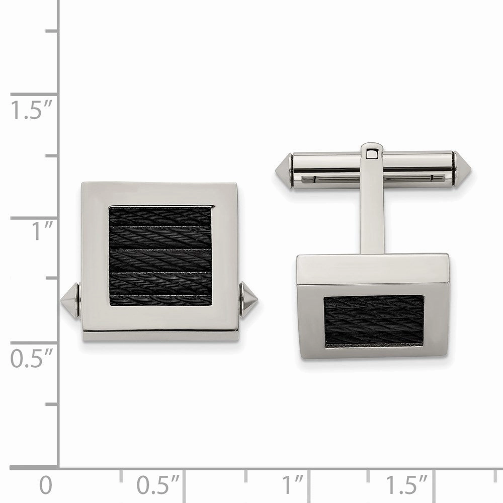 Titanium Polished Black IP-plated Wire Cufflinks
