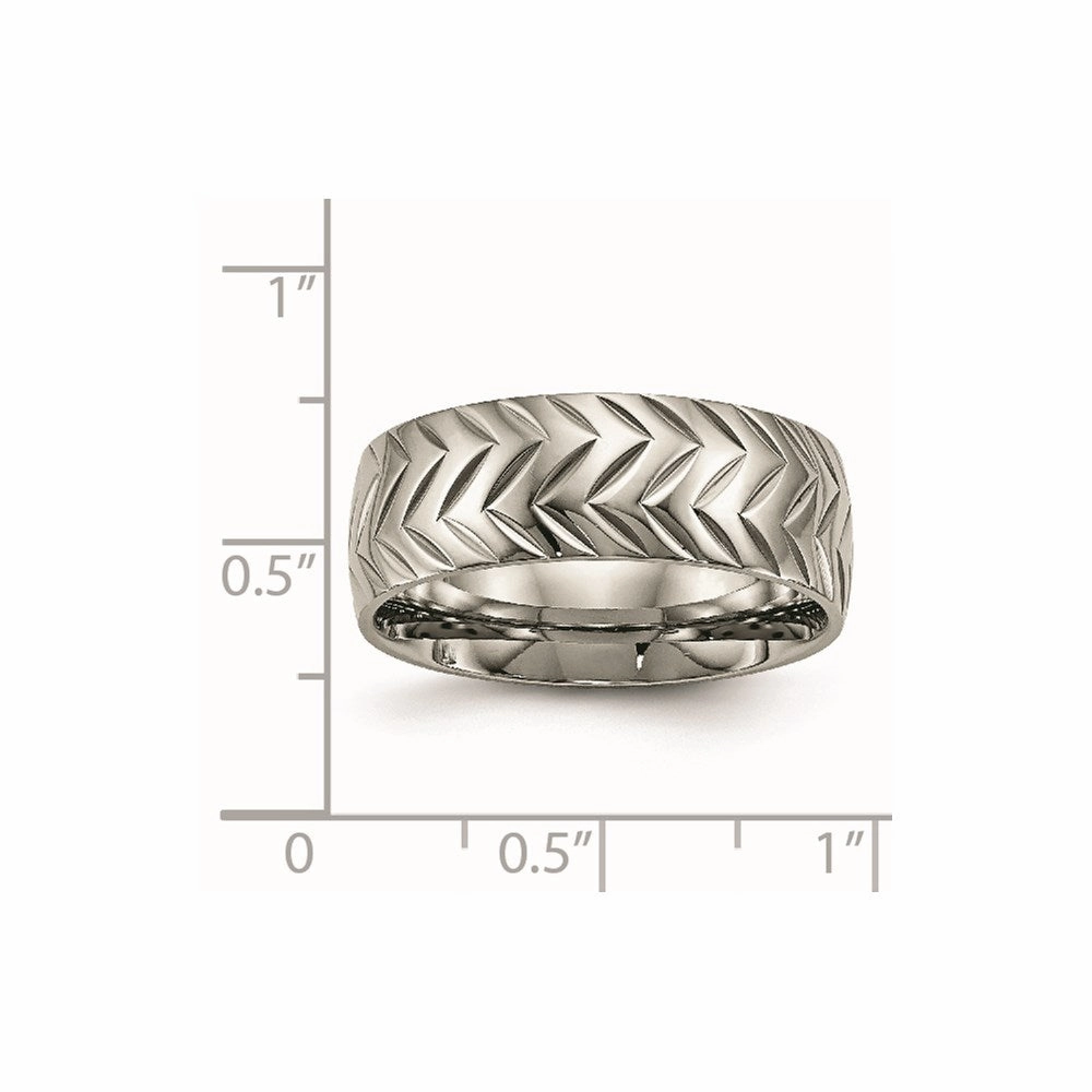 Titanium Polished Diamond Cut Ring | TB455