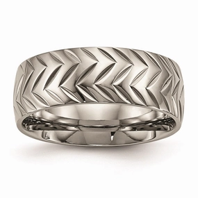 Titanium Polished Diamond Cut Ring | TB455
