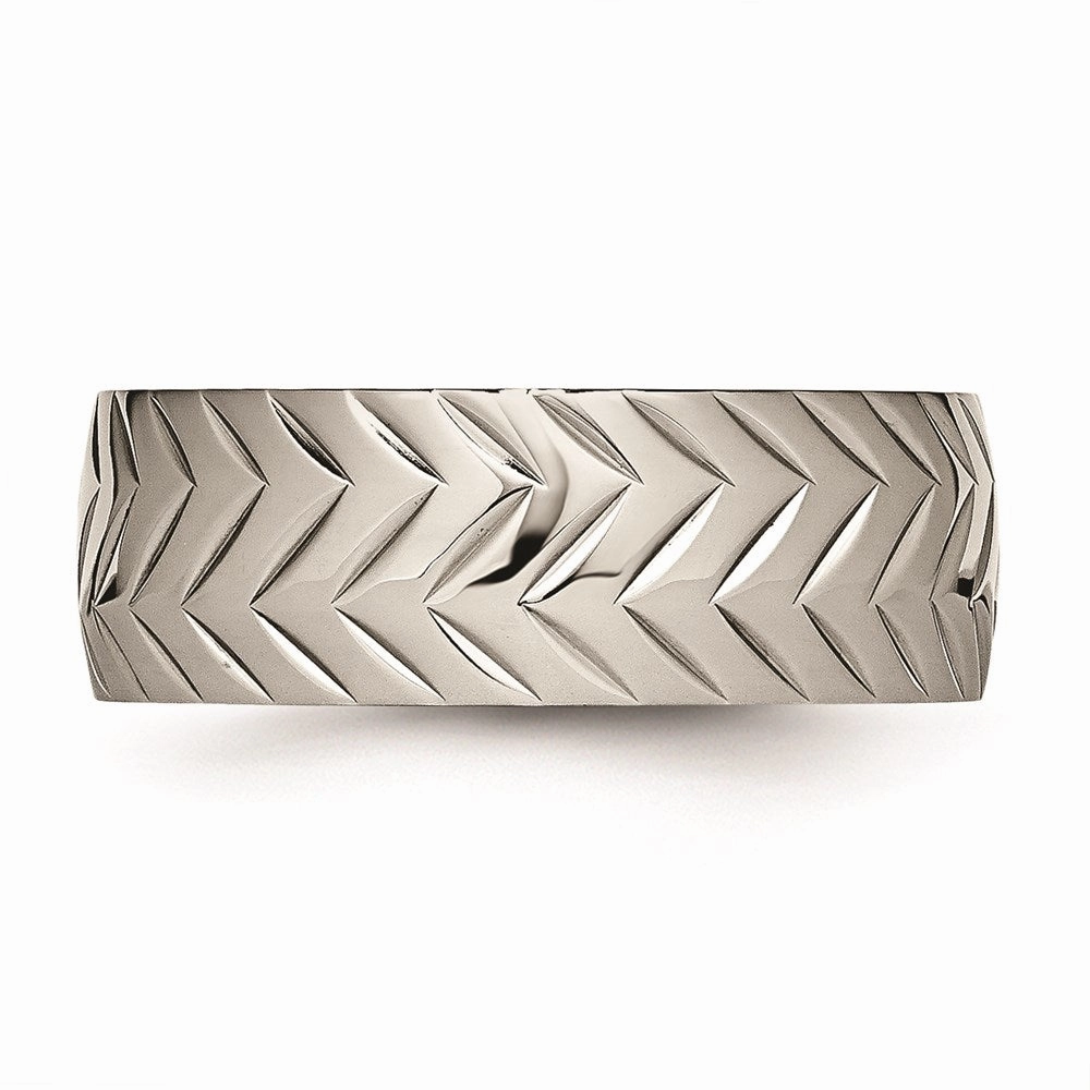 Titanium Polished Diamond Cut Ring | TB455