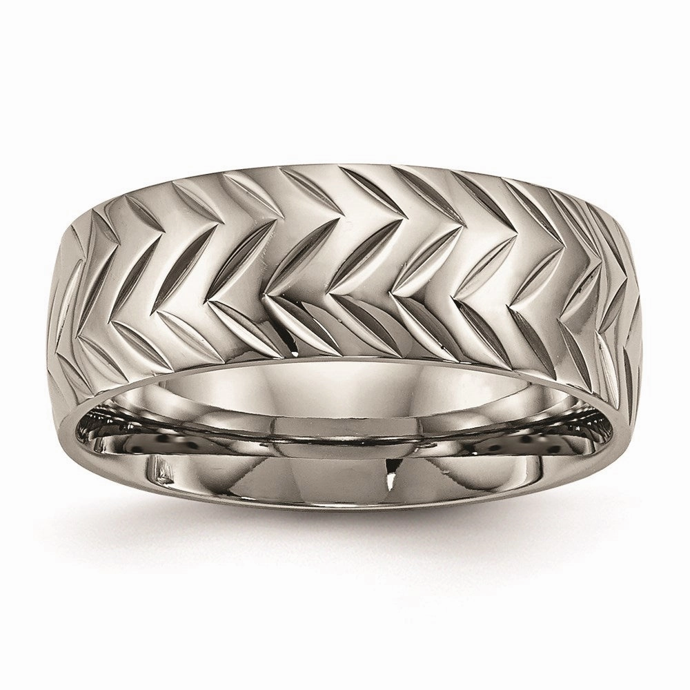 Titanium Polished Diamond Cut Ring | TB455