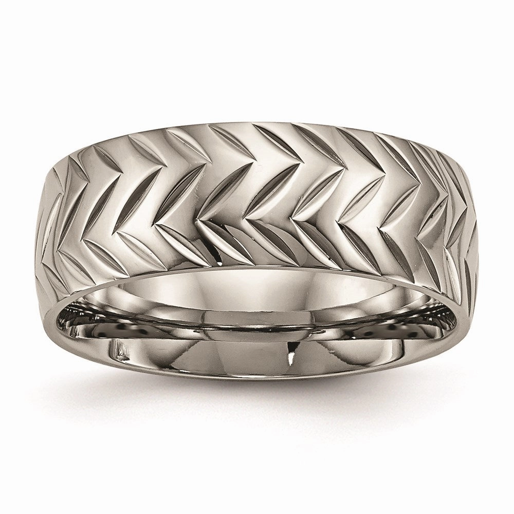 Titanium Polished Diamond Cut Ring | TB455