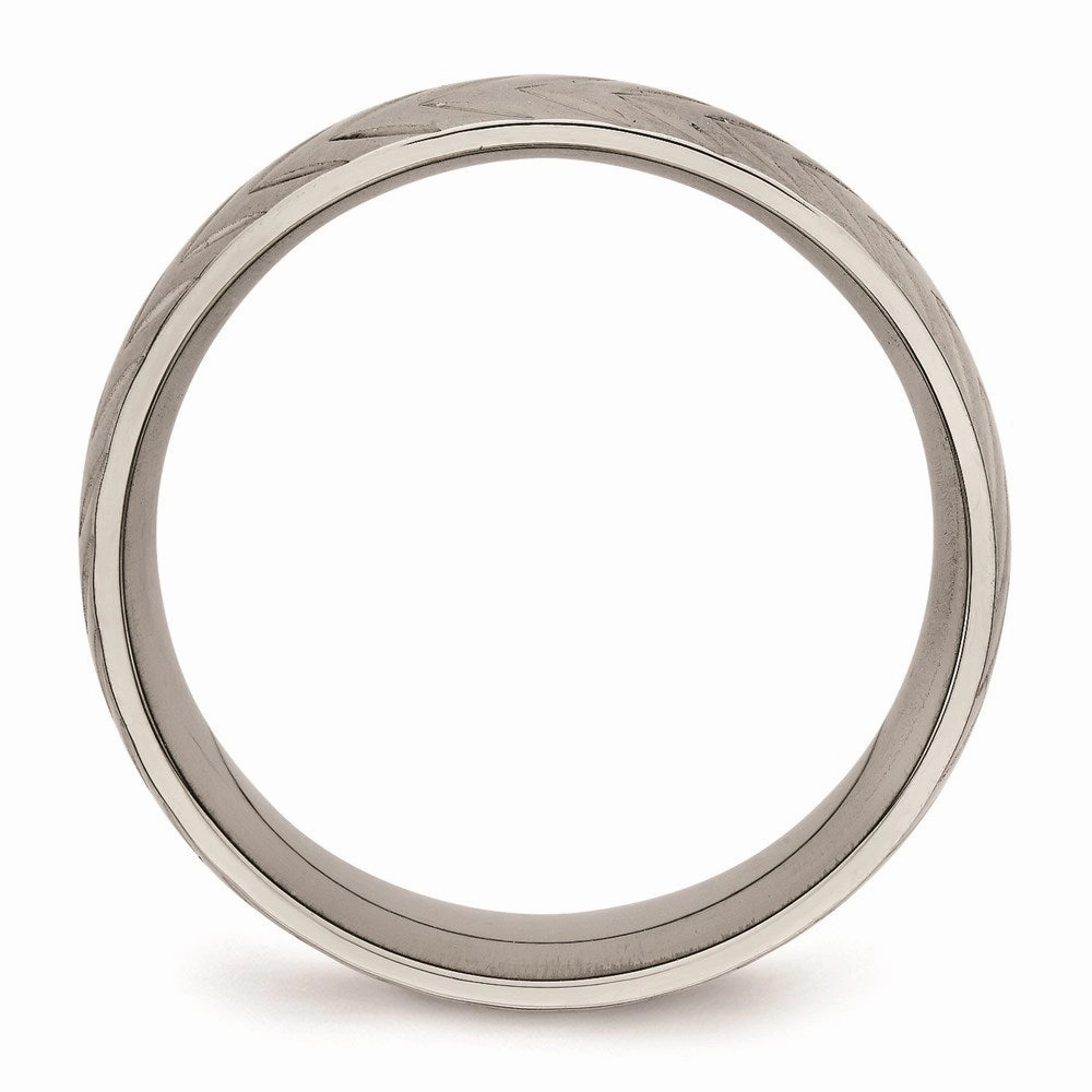 Titanium Polished Diamond Cut Ring | TB455