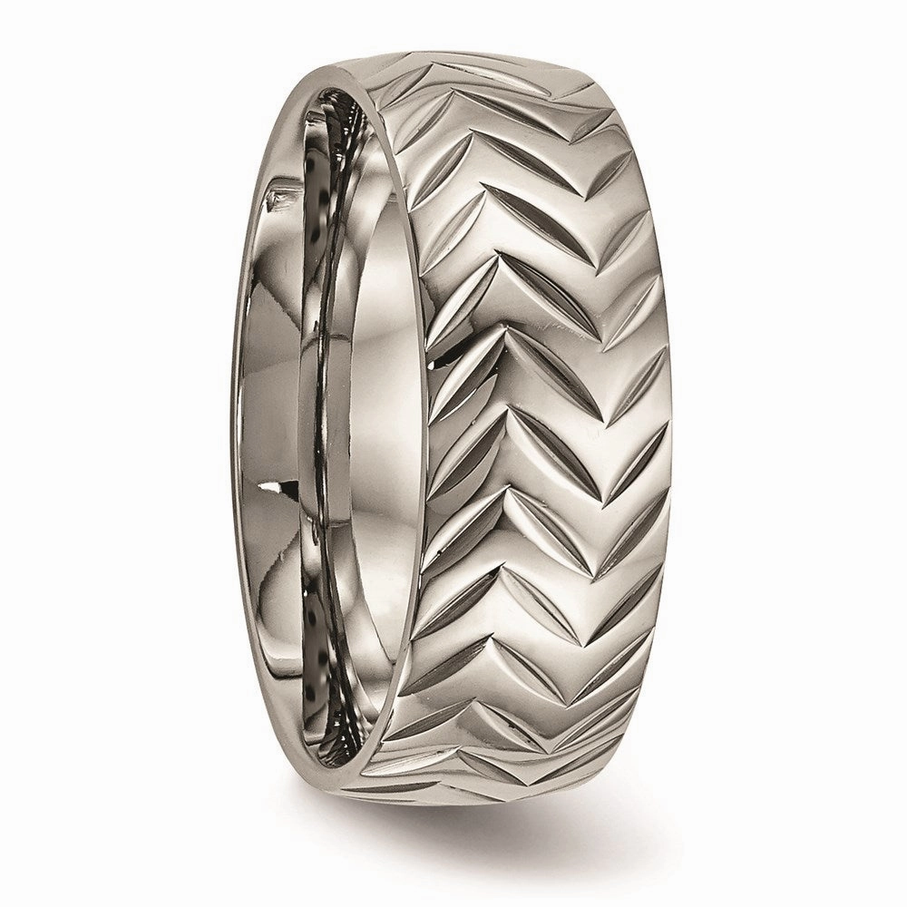 Titanium Polished Diamond Cut Ring | TB455