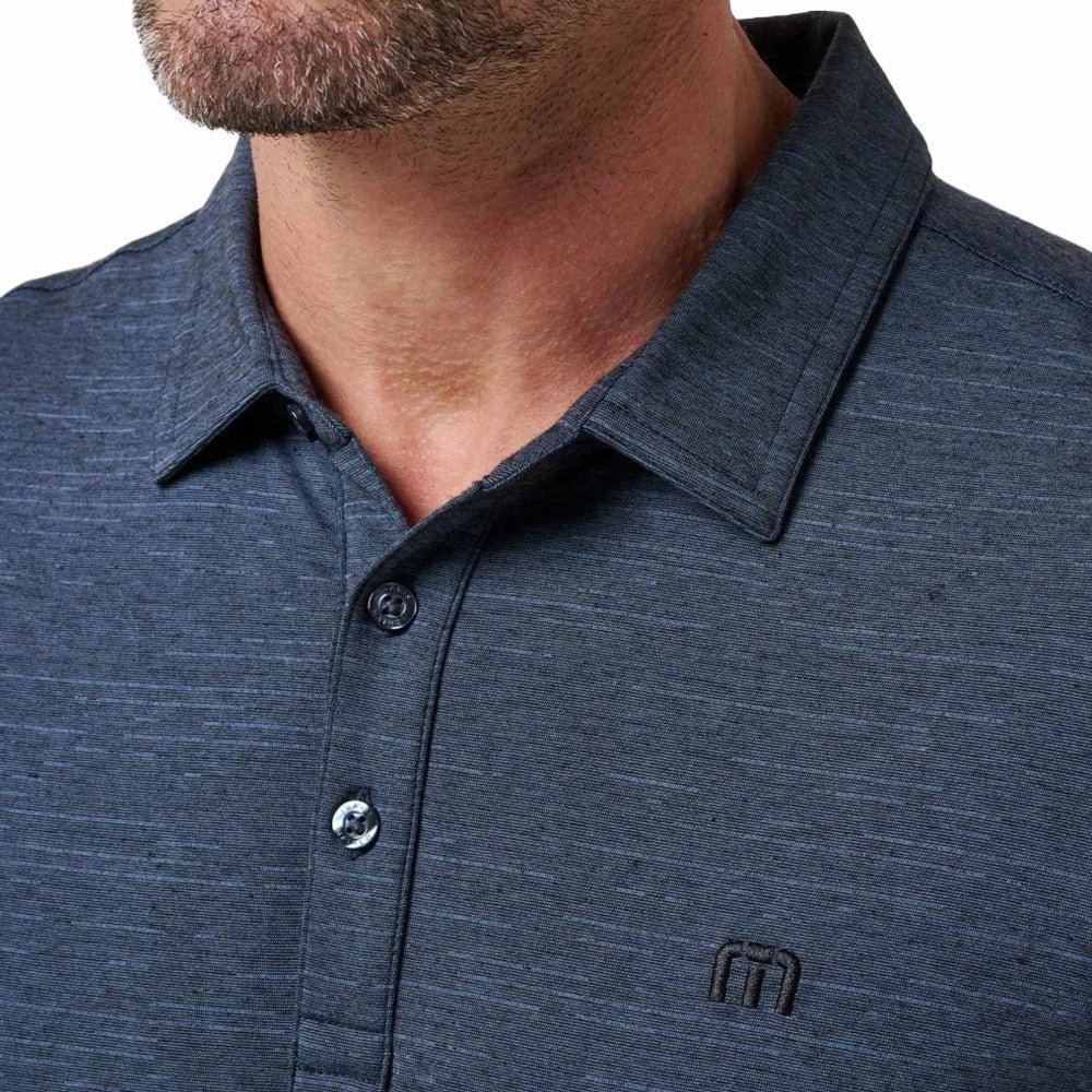 TravisMathew The Heather Golf Polo Vintage Indigo/Black - SS22 Men