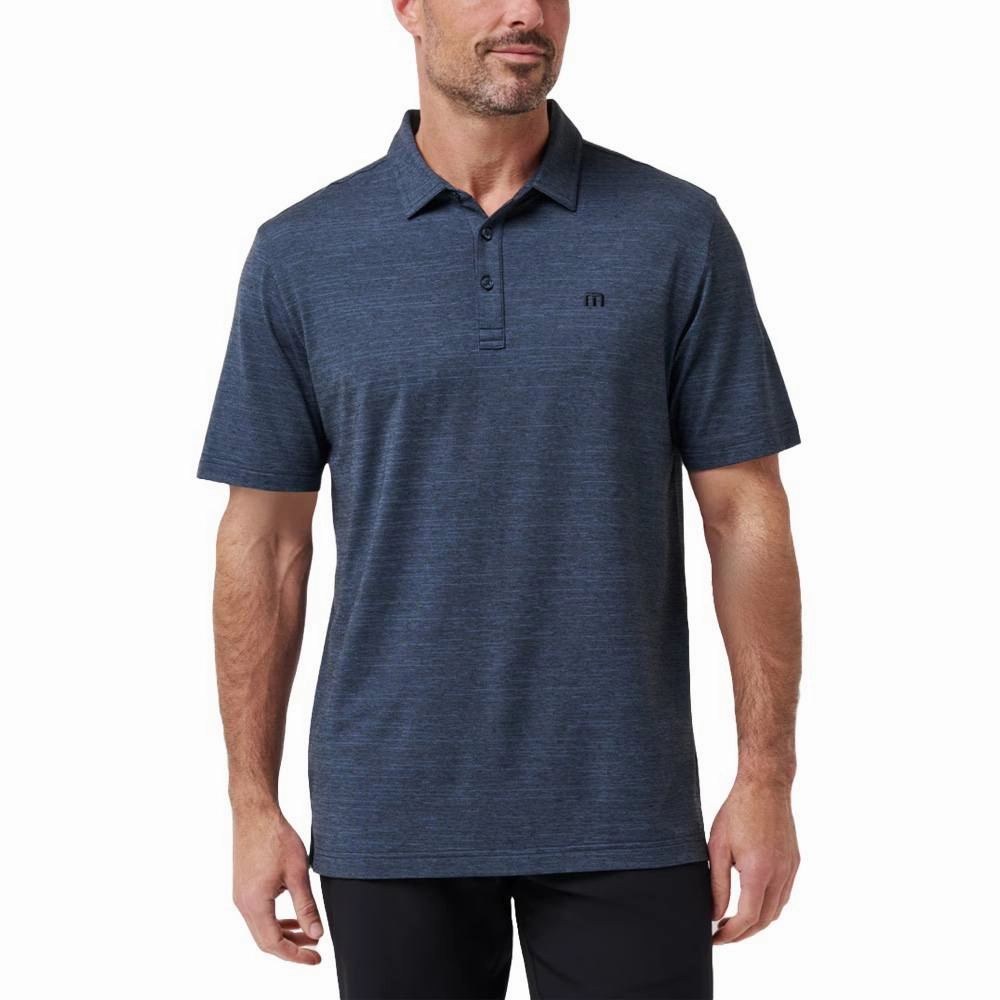 TravisMathew The Heather Golf Polo Vintage Indigo/Black - SS22 Men