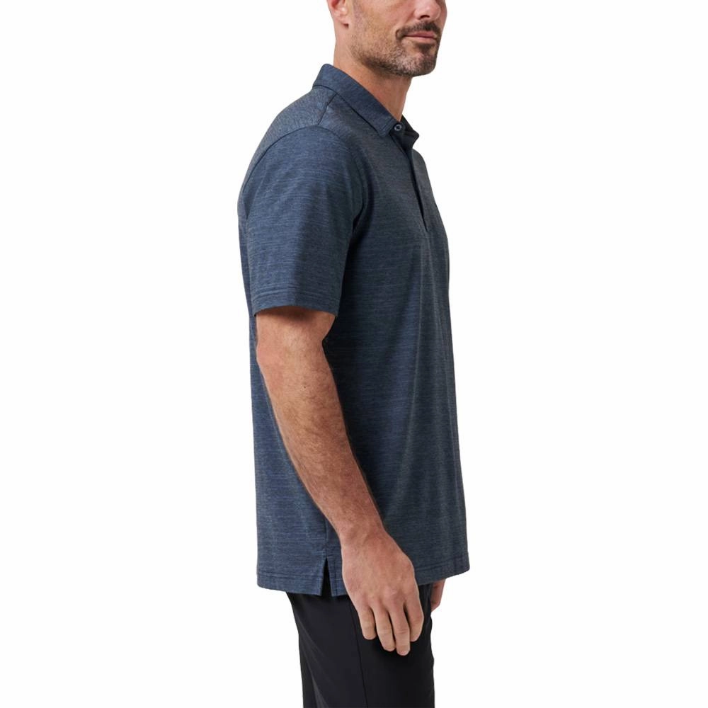 TravisMathew The Heather Golf Polo Vintage Indigo/Black - SS22 Men
