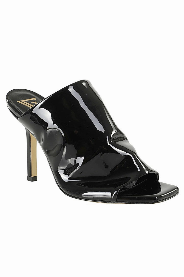 Vernice Squarish Open-Toe Patent Leather Mules