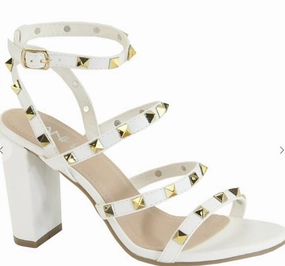 Women's Summer Studded Heel In White